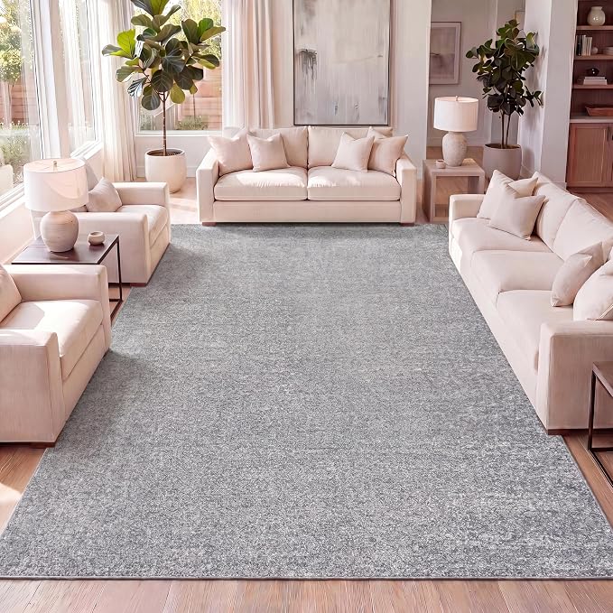 JONATHAN Y Haze Solid Low-Pile Gray Indoor Area Rug 10x14, Coastal,Bohemian,Minimalist,Classic, Easy-Cleaning for Living Room,Bedroom,Kitchen,Pet Friendly,Non-Shedding (SEU100A-14)