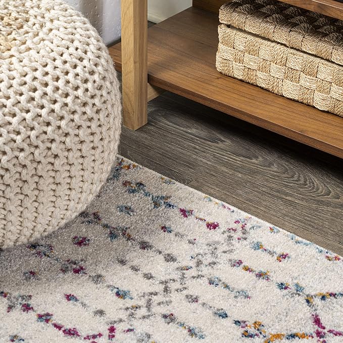 JONATHAN Y Boho Vintage Diamond Ivory/Multi Runner Rug 2X10 ft, Moroccan Hype for Living Room, Bedroom, Kitchen, Office, Easy-Cleaning, High Traffic, Pet-Friendly, Non-Shedding (MOH101E-210)