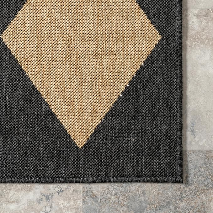 Nuloom Outdoor Performance Collection Sabina Dark Grey/Ivory, 2' x 6', Soft, High Traffic, Stain Resistant, Easy Clean, Durable Runner for Indoor/Outdoor Patio, Deck, Porch, Garden, Courtyard