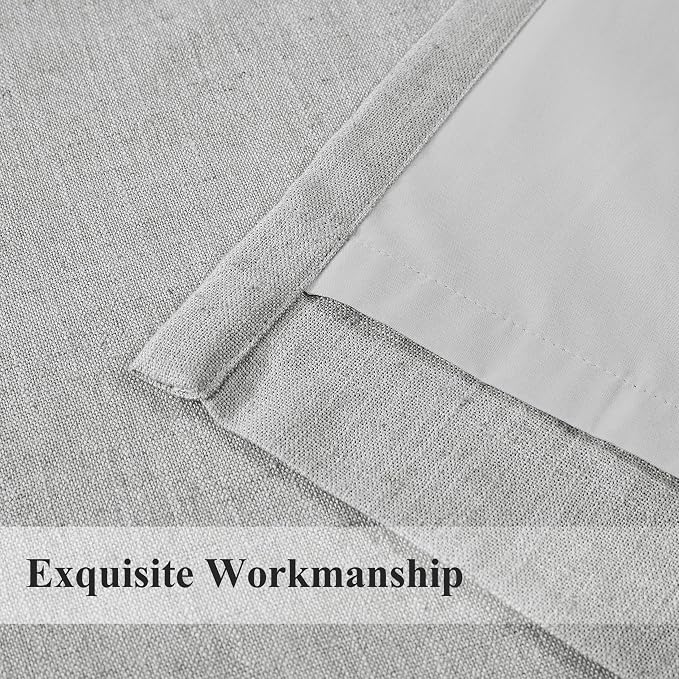 WEST LAKE 95 Inch Pinch Pleated Full Blackout Curtain Panels for Bedroom Living Room,Light Grey Linen Blended Room Darkening Drapes,Modern Window Treatment,Back Tabs Hooks,40" Wx95 L(Pack of 2)