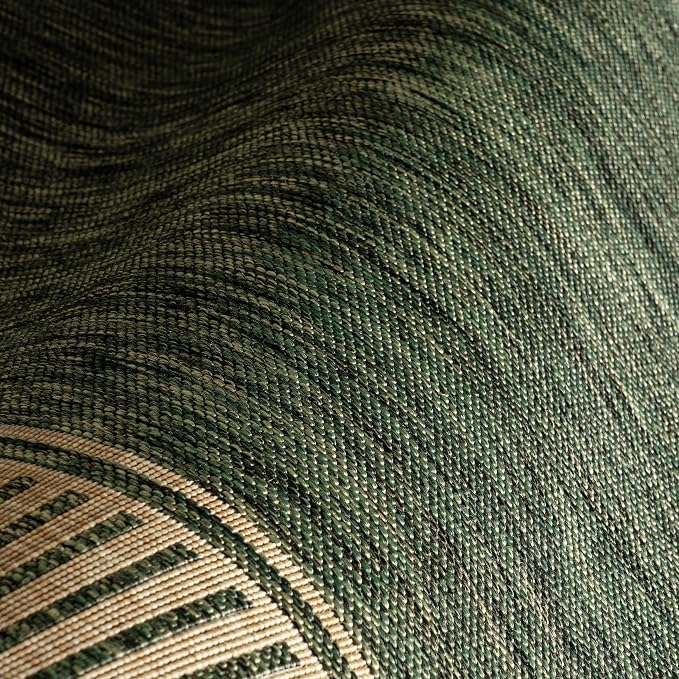 Nuloom Asha Green/Brown, 6'7" x 9', Casual, Striped Border, Soft and Cozy, High Traffic, Easy Clean, Durable Area Rug for Indoor/Outdoor Patio, Deck, Porch, Garden, Courtyard