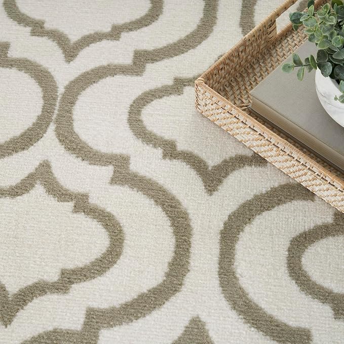 Nourison Home Jubilant Contemporary Ivory Green 7'10" x 9'10" Area Rug, Easy Clean, Non Shedding, Bed Room, Living Room, Dining Room, Kitchen (8x10)