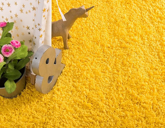 Unique Loom Solid Shag Collection Area Rug (2' x 6' 5" Runner, Tuscan Sun Yellow)