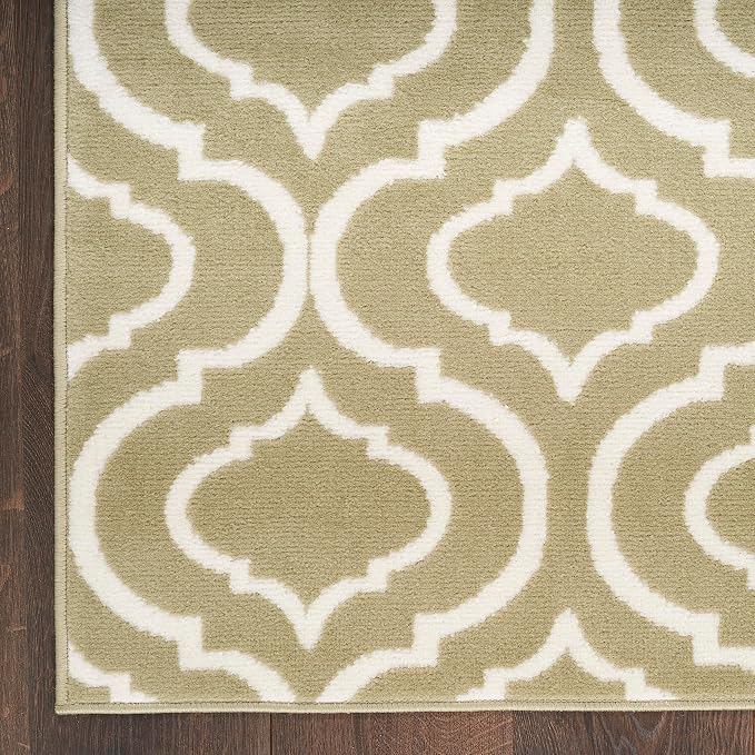Nourison Home Jubilant Olive 5'3" x 7'3" Area Rug - Easy Clean, Non Shedding, Bed Room, Living Room, Dining Room, Kitchen (5' x 7')