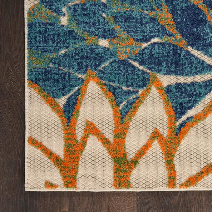 Nourison Home Aloha Blue Green 3'6" x 5'6" Area Rug - Easy Clean, Non Shedding, Bed Room, Living Room, Dining Room, Kitchen (4' x 6')