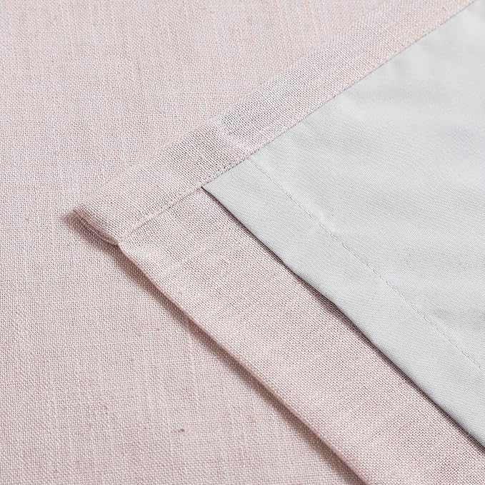 Vision Home Soft Pink Pinch Pleated Full Blackout Curtains Linen Blended Room Darkening Window Curtains 72 inch for Living Room Bedroom Thermal Insulated Pinch Pleat Drapes with Hooks 60" Wx72 Lx1