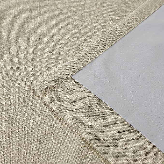 Vision Home Sand Pinch Pleated Full Blackout Curtains Linen Blended Room Darkening Window Curtains 63 inch for Living Room Bedroom Thermal Insulated Pinch Pleat Drapes with Hooks 2 Panel 40" Wx63 L
