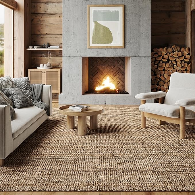 Nuloom Ashli Hand Woven, Natural, 8' Square, Farmhouse, Jute, Soft and Textured, High Traffic, Stain Resistant, Easy Clean, Durable Area Rug for Bedroom, Living Room, Dining, Den, Foyer, Entryway