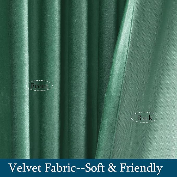 PRIMROSE Velvet Curtains 84 inch Long for Living Room,Set of 2 Panels Turquoise Aqua Blackout Rod Pocket Back Tab Window Treatment Room Darkening Heavy Decorative Curtains Drapes for Bedroom