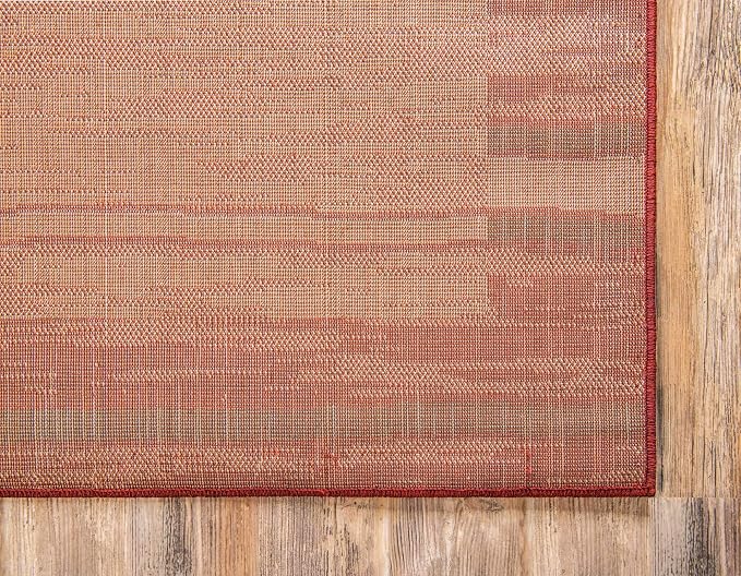 Unique Loom Autumn Collection Modern Contemporary Casual Abstract Area Rug (Terracotta/ Burgundy Border, 2 x 6 ft Runner)
