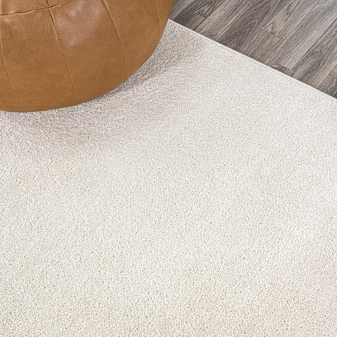 JONATHAN Y Haze Solid Low-Pile Cream 6x6 Square Indoor Area Rug, Coastal,Bohemian,Minimalist,Classic, Easy-Cleaning for Living Room,Bedroom,Kitchen,Pet Friendly,Non-Shedding (SEU100T-6SQ)