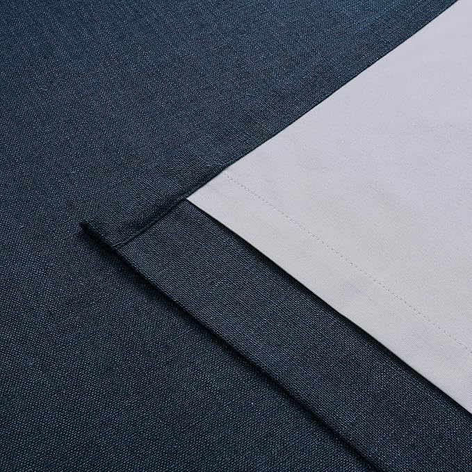 Vision Home Navy Blue Pinch Pleated Full Blackout Curtains Linen Blended Room Darkening Curtain Panels 108 inch for Living Room Bedroom Thermal Insulated Pinch Pleat Drapes with Hooks 9FT 40"Wx108"Lx2