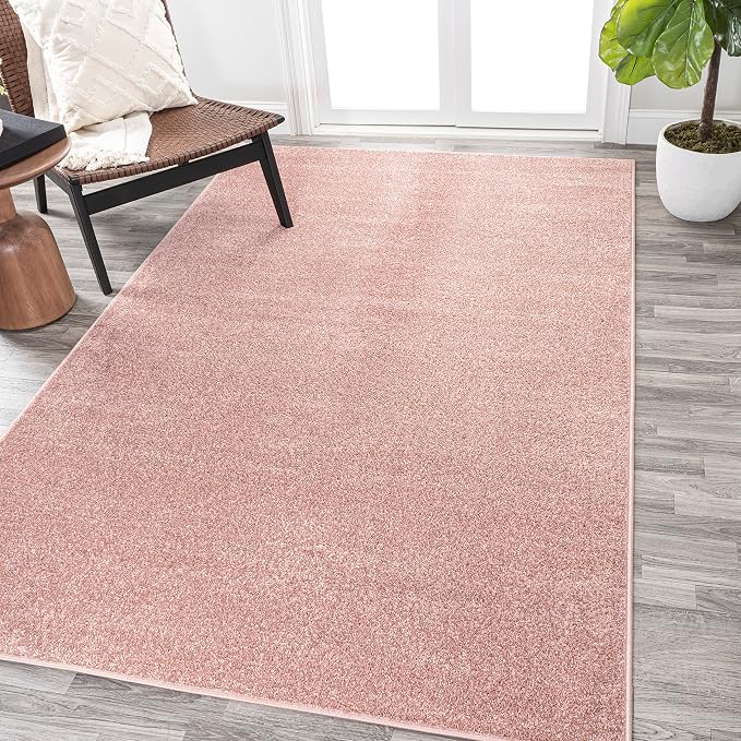 JONATHAN Y Haze Solid Low-Pile Pink Indoor Area Rug 6x9, Coastal,Bohemian,Minimalist,Classic, Easy-Cleaning for Living Room,Bedroom,Kitchen,Pet Friendly,Non-Shedding (SEU100P-6)