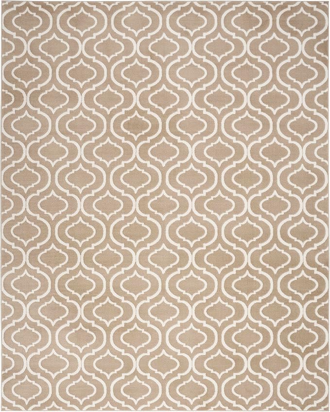 Nourison Home Jubilant 94x118 Indoor Transitional Polypropylene Fabric Rug in Taupe