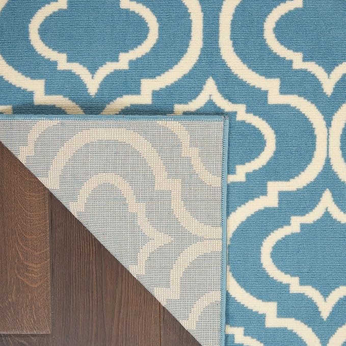 Nourison Home Jubilant Blue 5'3" x 7'3" Area Rug - Easy Clean, Non Shedding, Bed Room, Living Room, Dining Room, Kitchen (5' x 7')