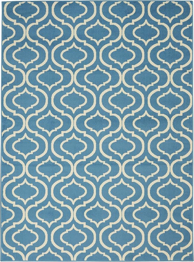 Nourison Home Jubilant Blue 4' x 6' Area Rug - Easy Clean, Non Shedding, Bed Room, Living Room, Dining Room, Kitchen (4' x 6')