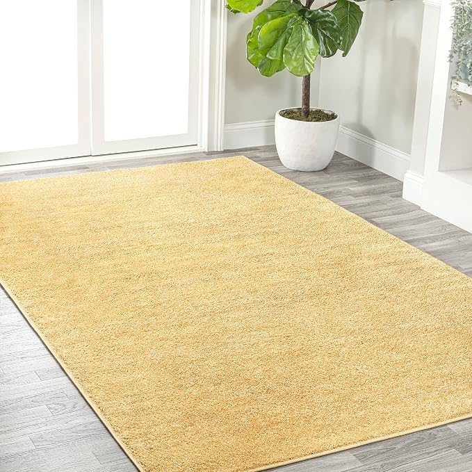 JONATHAN Y Haze Solid Low-Pile Mustard Indoor Area Rug 6x9, Coastal,Bohemian,Minimalist,Classic, Easy-Cleaning for Living Room,Bedroom,Kitchen,Pet Friendly,Non-Shedding (SEU100B-6)