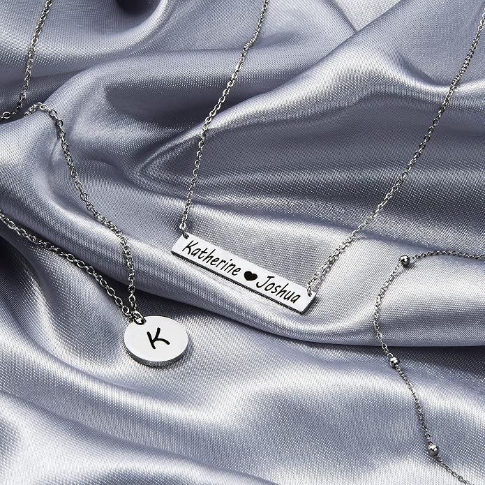 Personalized Necklace for Women, Custom Name Bar Pendant, Graduation Gift or Mothers Day Gift for Her, Gold Name Plate for Mom