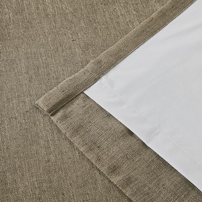 Vision Home Brown Pinch Pleated Full Blackout Curtains Linen Blended Room Darkening Window Curtains 108 inch for Living Room Bedroom Thermal Insulated Pinch Pleat Drapes with Hooks 40" Wx108 Lx2
