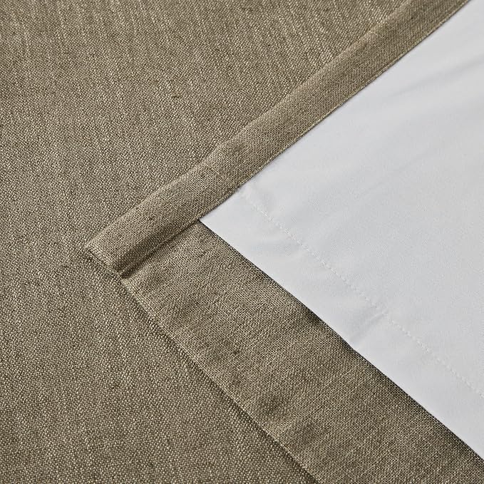 Vision Home Brown Pinch Pleated Full Blackout Curtains Linen Blended Room Darkening Window Curtains 84 inch for Living Room Bedroom Thermal Insulated Pinch Pleat Drapes with Hooks 2 Panel 40" Wx84 L