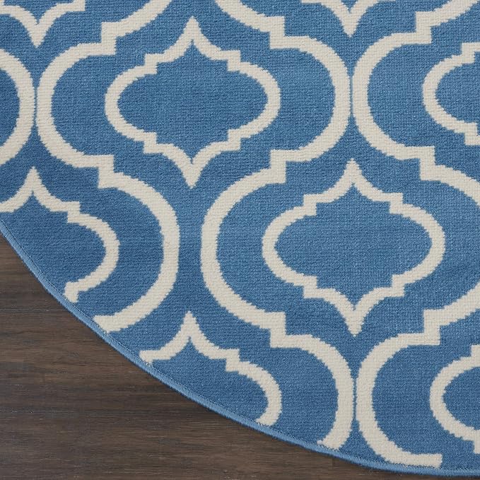 Nourison Home Jubilant Blue 5'3" x Round Area Rug - Easy Clean, Non Shedding, Bed Room, Living Room, Dining Room, Kitchen (5' x Round)