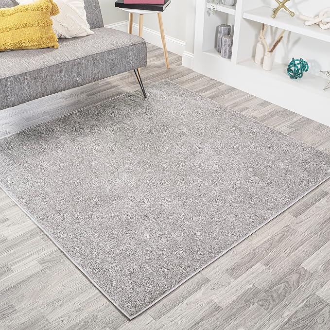 JONATHAN Y Haze Solid Low-Pile Light Gray 7x7 Square Indoor Area Rug, Coastal,Bohemian,Minimalist,Classic, Easy-Cleaning for Living Room,Bedroom,Kitchen,Pet Friendly,Non-Shedding (SEU100K-7SQ)