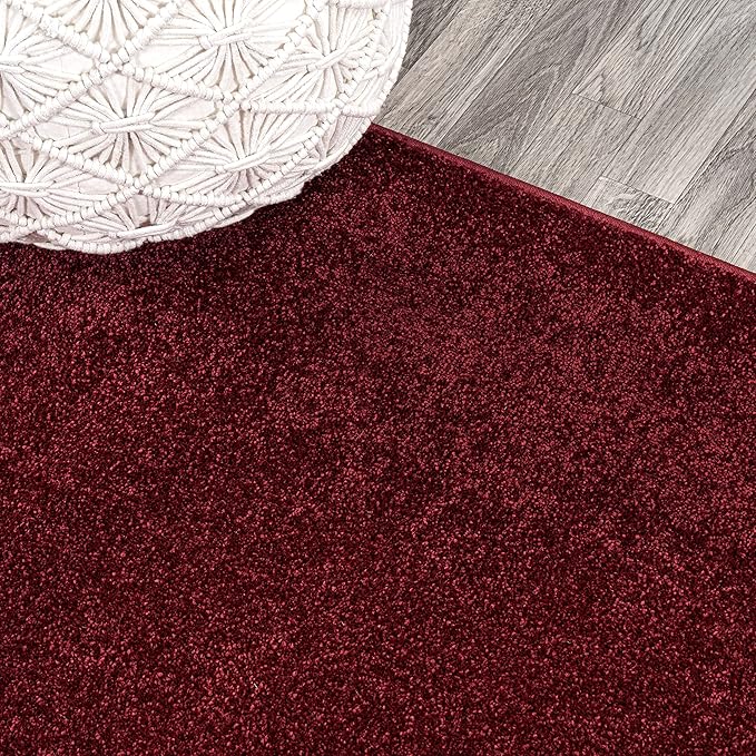 JONATHAN Y Haze Solid Low-Pile Dark Red Runner Rug 2x14, Coastal,Bohemian,Minimalist,Classic, Easy-Cleaning for Living Room,Bedroom,Kitchen,Pet Friendly,Non-Shedding (SEU100Q-214)