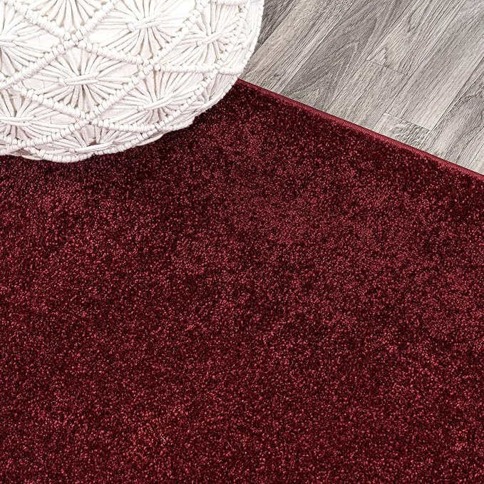 JONATHAN Y Haze Solid Low-Pile Dark Red Runner Rug 2x12, Coastal,Bohemian,Minimalist,Classic, Easy-Cleaning for Living Room,Bedroom,Kitchen,Pet Friendly,Non-Shedding (SEU100Q-212)