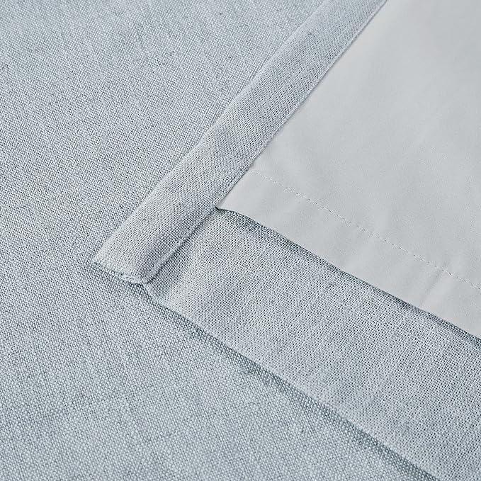 Vision Home Blue Gray Pinch Pleated Full Blackout Curtains Linen Blended Room Darkening Curtains 120 inch for Living Room Bedroom Thermal Insulated Pinch Pleat Drapes with Hooks 10ft 40" Wx120 Lx2