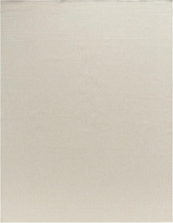Angela Easy Jute Indoor Outdoor Rug, 8x10 Natural Solid Jute Look, Polyester, Durable & Easy Care Outdoor Farmhouse Carpet for Patio, Porch, Living Room (8' x 10', Ivory)