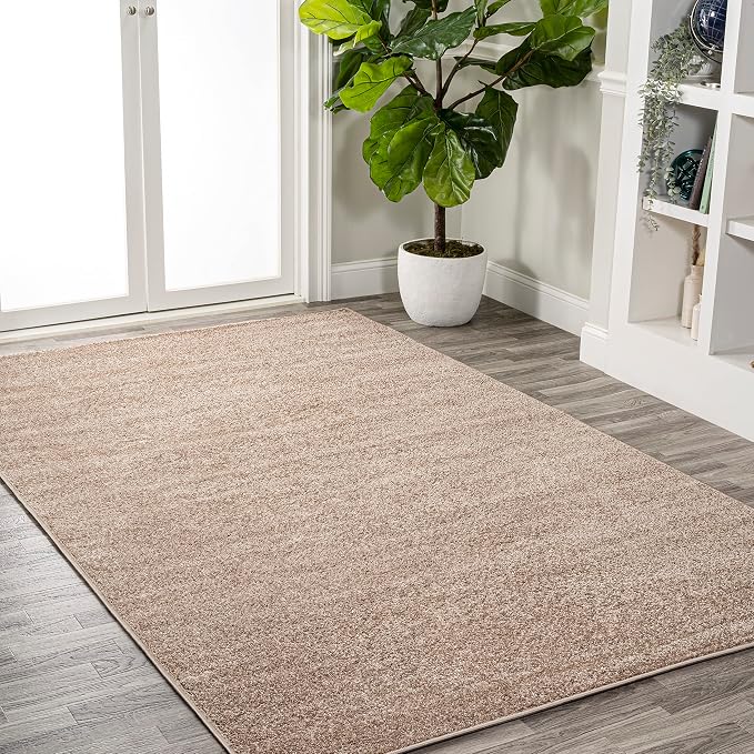 JONATHAN Y Haze Solid Low-Pile Beige Indoor Area Rug 12x15, Coastal,Bohemian,Minimalist,Classic, Easy-Cleaning for Living Room,Bedroom,Kitchen,Pet Friendly,Non-Shedding (SEU100G-15)