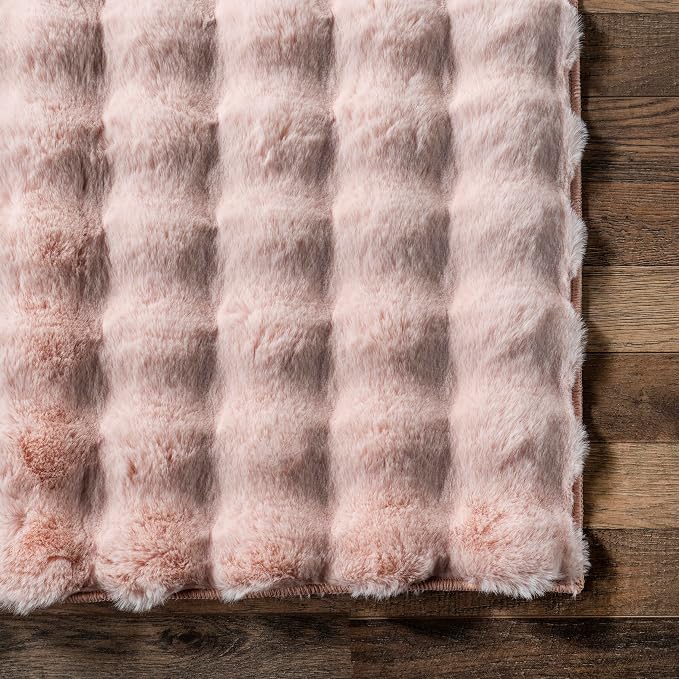 nuLOOM 3'9' x 6' Cozy Plush Area Rug, Machine Washable, Non-Slip, Soft Fluffy Shag Carpet for Living Room Bedroom Kids Room Nursery Home Decor, Jeni Blush