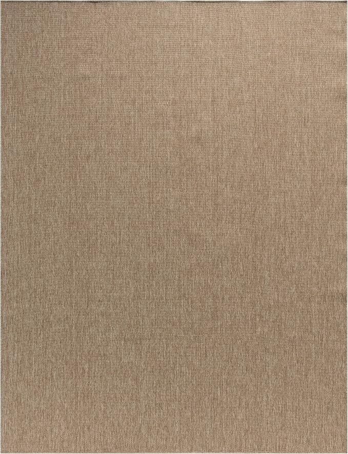 Angela Easy Jute Indoor Outdoor Rug, 8x10 Neutral Solid Jute Look, Polyester, Durable, Easy Care Outdoor Farmhouse Carpet for Patio, Porch, Living Room (8' x 10', Natural)