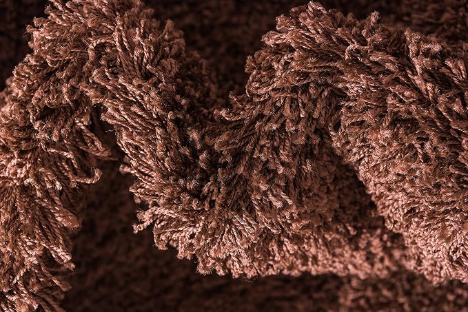 Unique Loom Solid Shag Collection Area Rug (2' 6" x 13' 1" Runner, Chocolate Brown)