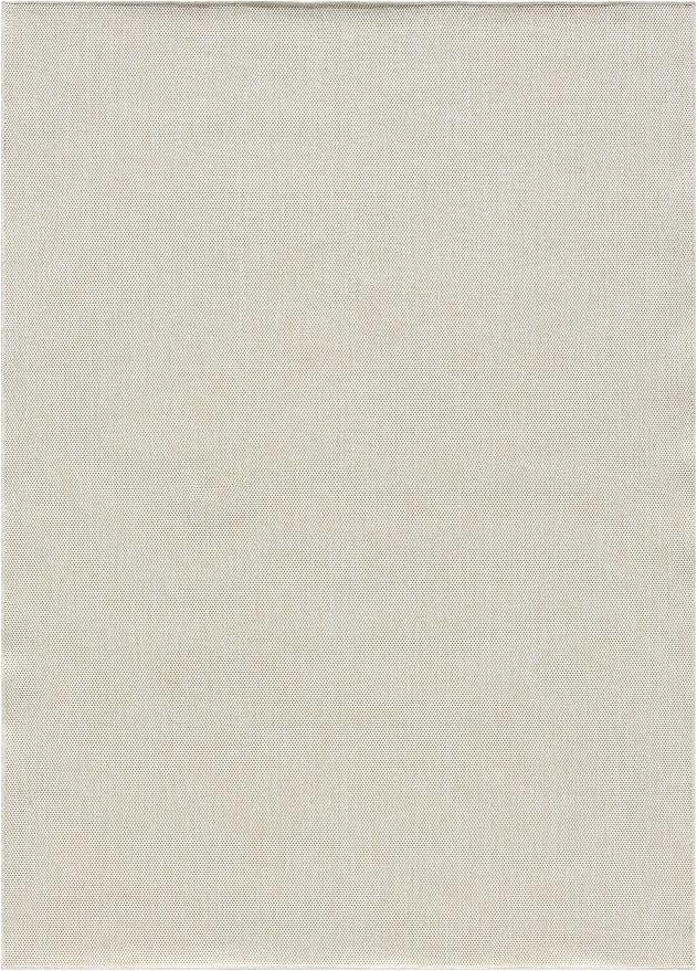 Angela Easy Jute Indoor Outdoor Rug, 5x7 Natural Solid Jute Look, Polyester, Durable & Easy Care Outdoor Farmhouse Carpet for Patio, Porch, Living Room (5' x 7', Ivory)