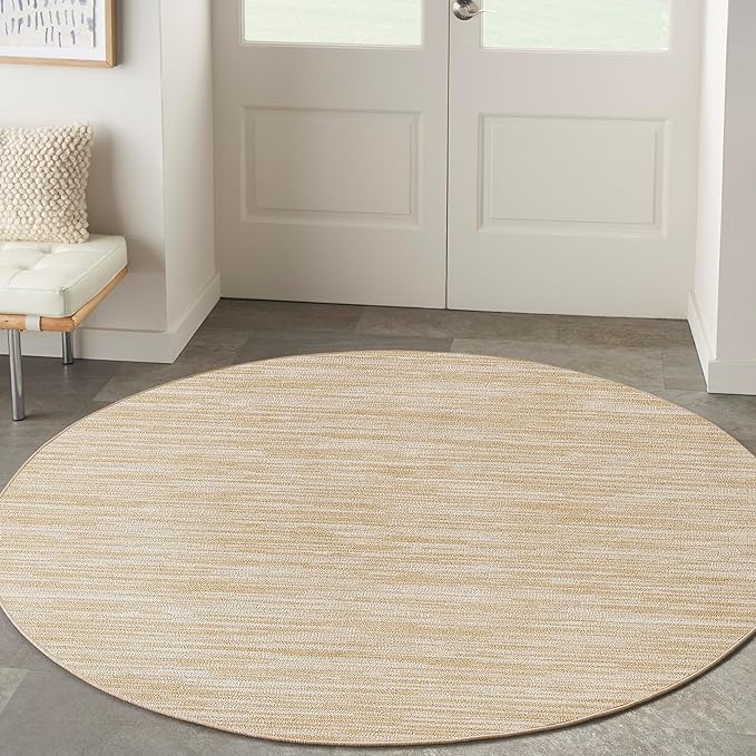 Nourison Home Nourison Essentials Ivory Gold 4' x Round Area Rug - Easy Clean, Non Shedding, Bed Room, Living Room, Dining Room, Kitchen (4' x Round)