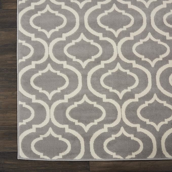 Nourison Home Jubilant Grey 8'6" x 12' Area Rug - Easy Clean, Non Shedding, Bed Room, Living Room, Dining Room, Kitchen (9' x 12')