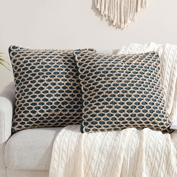 Boho Living 18x18 Indigo Throw Pillow Covers Pillow Insert not Included - Boho Pillow Covers Only, Pack of 2
