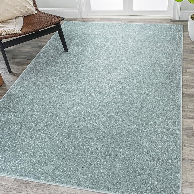 JONATHAN Y Haze Solid Low-Pile Aqua Blue Indoor Area Rug 9x12, Coastal,Bohemian,Minimalist,Classic, Easy-Cleaning for Living Room,Bedroom,Kitchen,Pet Friendly,Non-Shedding (SEU100S-9)