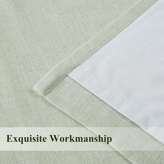 WEST LAKE 84 Inch Pinch Pleated Full Blackout Curtain Panels for Bedroom | Soft Green Linen Blend Drapes,Thermal Insulate Home Decor Window Treatment,Back Tabs Hooks,60"Wx84"L(Pack of 1)