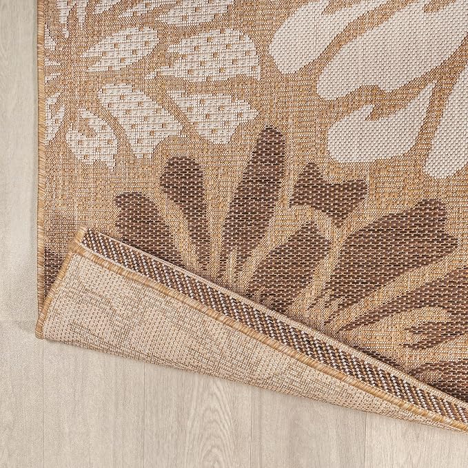 JONATHAN Y Floral Textured Weave Indoor Outdoor Area Rug 9X12 Brown/Cream, Zinnia Modern for Backyard, Patio, Porch, Easy-Cleaning, High Traffic, Pet-Friendly, Non-Shedding (SMB110I-9)