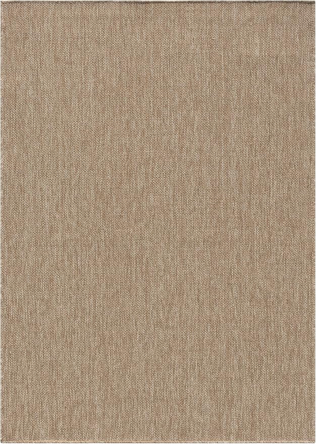 Angela Easy Jute Indoor Outdoor Rug, 4x6 Neutral Solid Jute Look, Polyester, Durable & Easy Care Outdoor Farmhouse Carpet for Patio, Porch, Living Room (4' x 6', Natural)