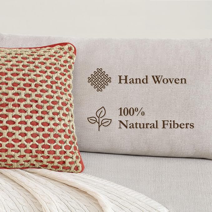 Boho Living 18x18 Rust Throw Pillow Covers Pillow Insert not Included - Boho Pillow Covers Only, Pack of 2