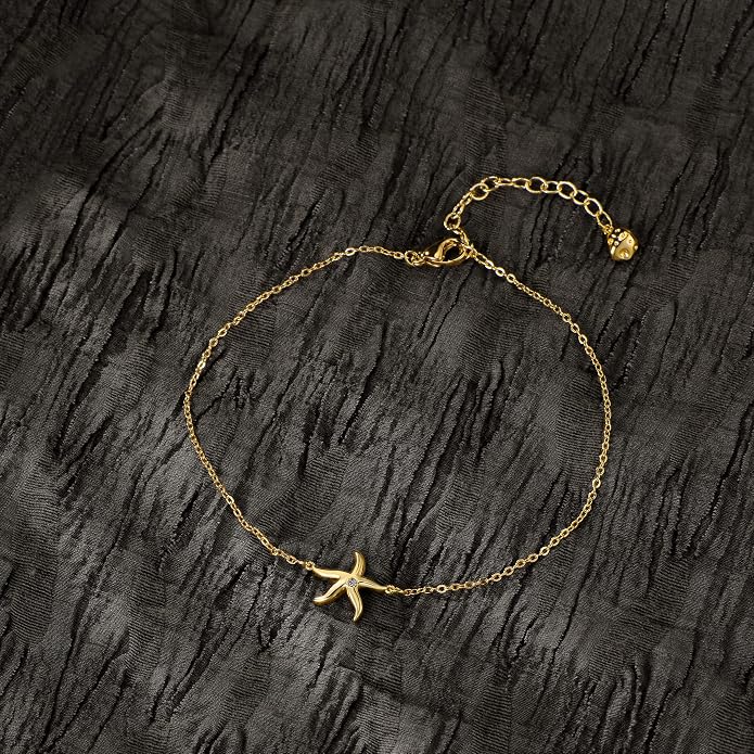 Gold Ankle Bracelets for Women, 14K Gold Plated Anklets Adjustable Cuban Link Anklets Set Tiny Cute Summer Barefoot Jewelry Gift.
