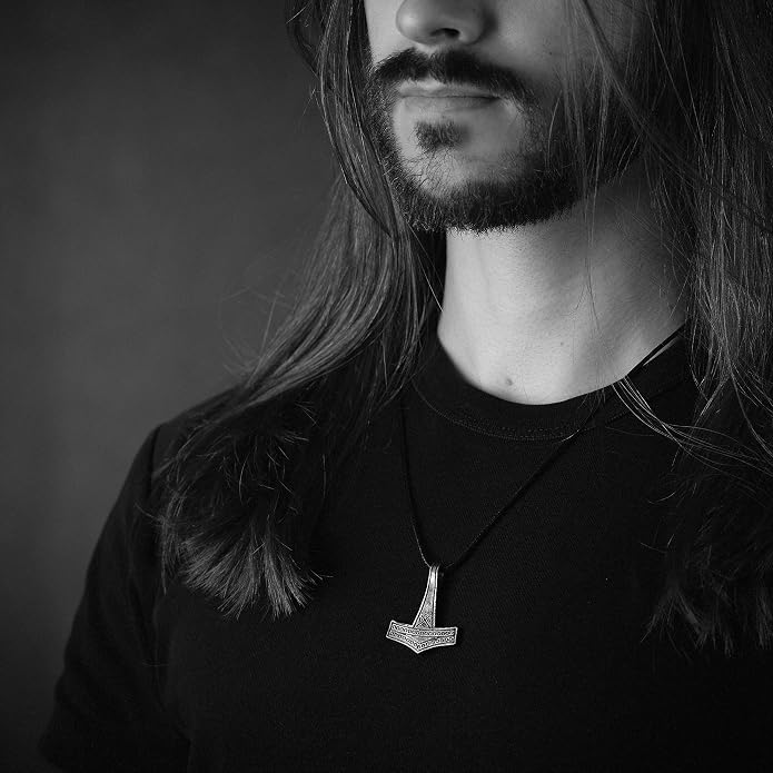 Baldur Jewelry - Thors Hammer Necklace Pendant Mjölnir - Viking Norse Thor Hammer Pendant Viking Jewelry - Thor Necklace - Thor Gifts for Men - Viking Necklace for Men