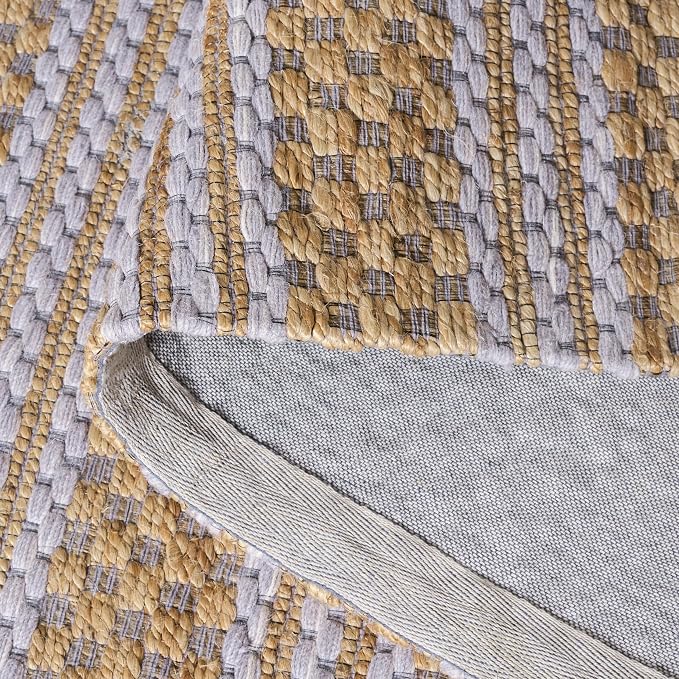 Martha Stewart X SAFAVIEH Collection Area Rug - 6' Square, Natural & Grey, Handmade Wool & Jute, Ideal for Living Room, Bedroom, Dining Space (MSR9528F)