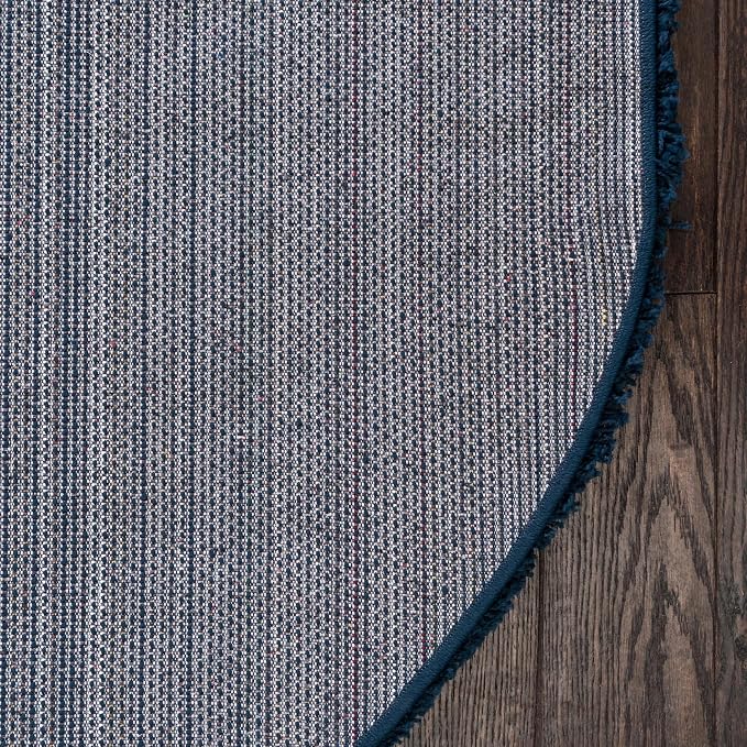 Unique Loom Solid Shag Collection Area Rug (8' x 10' Oval, Sapphire Blue/ Navy Blue)