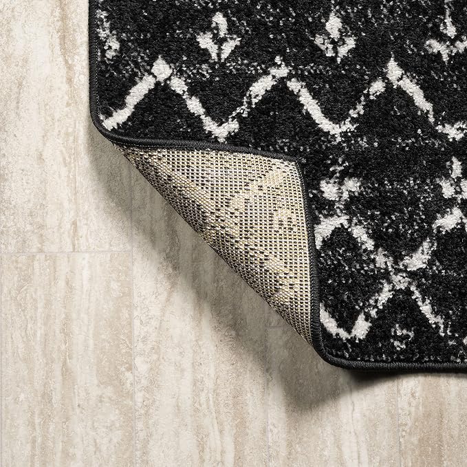 JONATHAN Y Boho Vintage Diamond Black/Ivory Indoor Area Rug 10X14 ft, Moroccan Hype for Living Room, Bedroom, Kitchen, Office, Easy-Cleaning, High Traffic, Pet-Friendly, Non-Shedding (MOH101D-14)