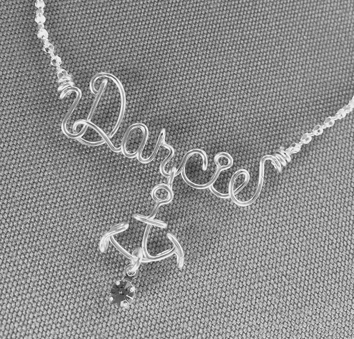Personalized Nautical Necklace or Anklet~Silver or Gold~Anchor~Sailing~Charm w/Birthstone~Any Name~Handcrafted Custom Jewelry