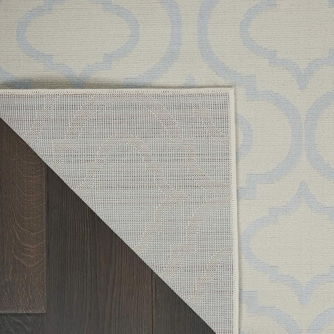 Nourison Home Jubilant Trellis Ivory/Blue 5'3" x 7'3" Area -Rug, Easy -Cleaning, Non Shedding, Bed Room, Living Room, Dining Room, Kitchen (5x7)